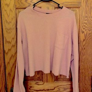 Wild fable pink waffle knit cropped long sleeve